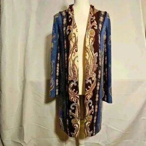 Chico's Womens Lightweight Blue/Maroon/Cream Cardigan Size 0 (Size 4)